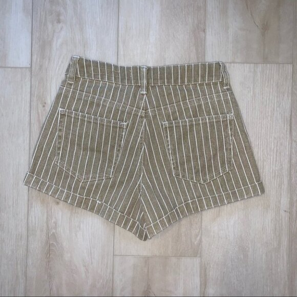 PacSun Shorts Size 24 Striped Tan White Cotton Denim High Waisted Mom NWOT - Picture 4 of 6